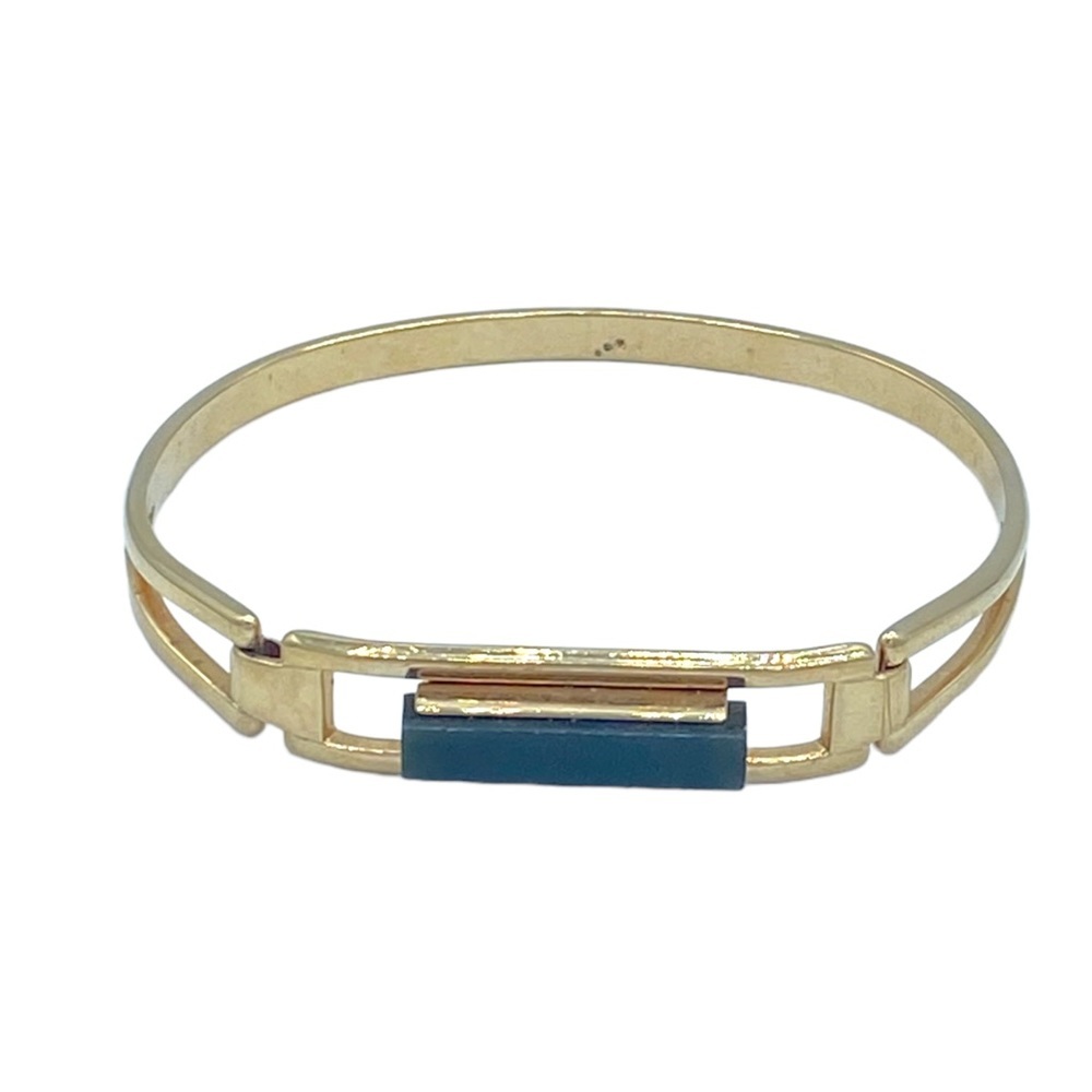 Vintage 1970s hinged bracelet faux jade gold tone size 6 1/4”